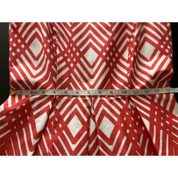 DRESSBARN Red/White Geometric Pattern Sleeveless Cotton Dress sz 6 - Picture 13 of 15